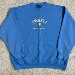 Vintage 90's LOONEY TUNES Warner Bros. TWEETY Athletic Dept. BLUE Sweat SHIRT XL